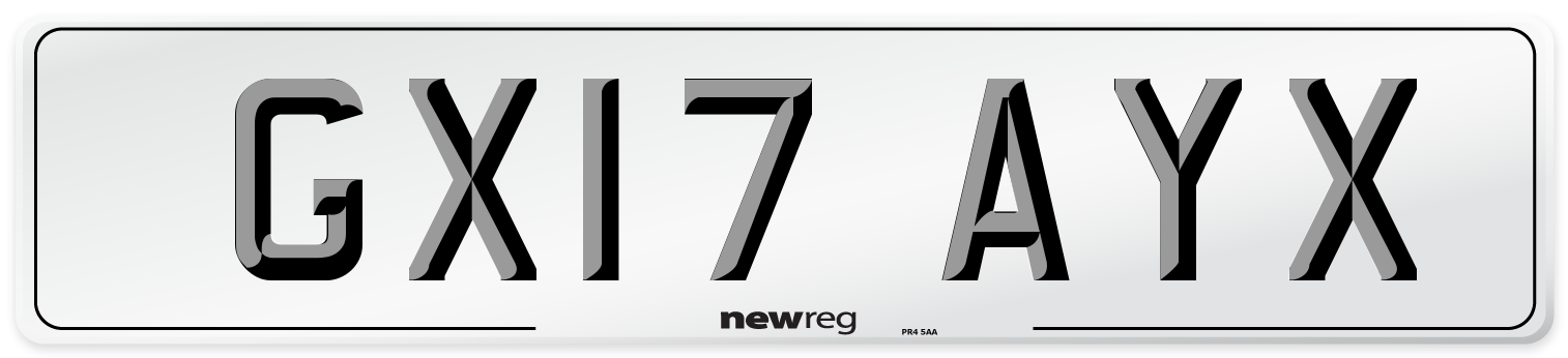 GX17 AYX Number Plate from New Reg